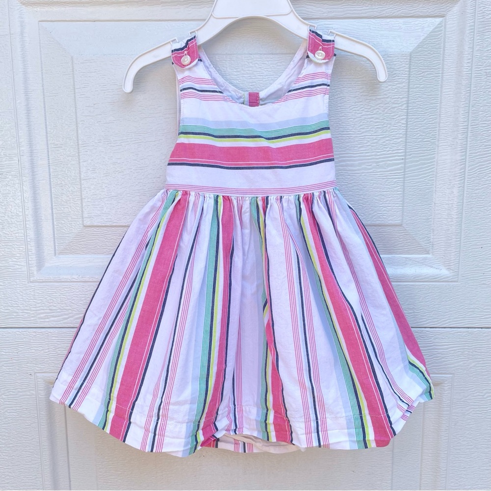 18-24 Baby Gap striped dress with open back toddler girl pink green white blue